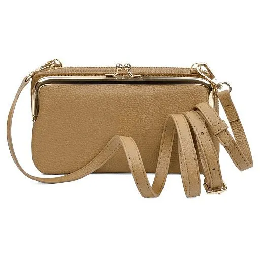Сумочка для телефона GH-3327 горчица натуральная кожа