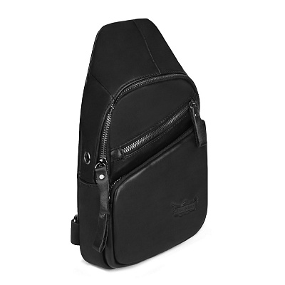 Рюкзак кроссбоди ZZ-9506 черный нат.кожа