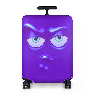 Чехол на чемодан M "Эмоции" фиолет.